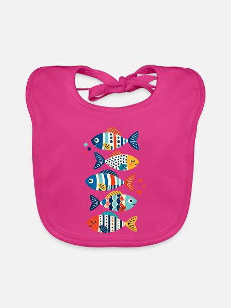 Geometrischer Regenbogenfisch - Baby Bio-Lätzchen - Fuchsia - Vorne