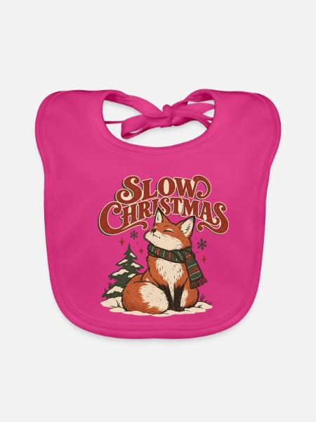 Slow Christmas – Fuchs und gemütliche Weihnachten - Baby Bio-Lätzchen - Fuchsia - Vorne