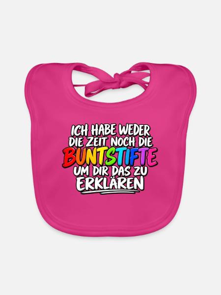 Buntstifte Regenbogen Zitat - Baby Bio-Lätzchen - Fuchsia - Vorne