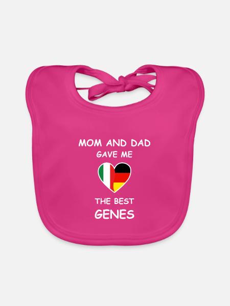 Italy Germany Genes Heart White - Baby Bio-Lätzchen - Fuchsia - Vorne