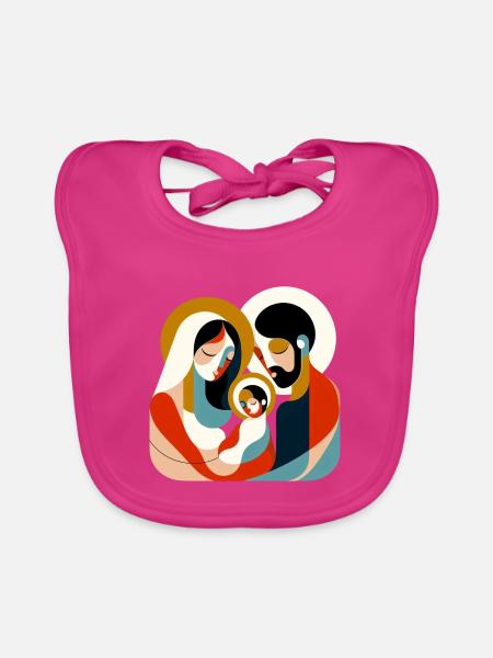 Abstract Holy Family Nativity - Baby Bio-Lätzchen - Fuchsia - Vorne