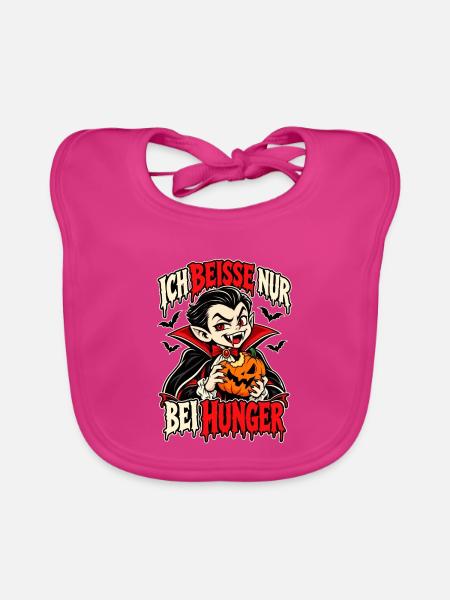 Vampir mit Kürbis – Hunger - Baby Bio-Lätzchen - Fuchsia - Vorne