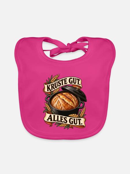 Krustenbrot im Topf – Alles gut - Baby Bio-Lätzchen - Fuchsia - Vorne