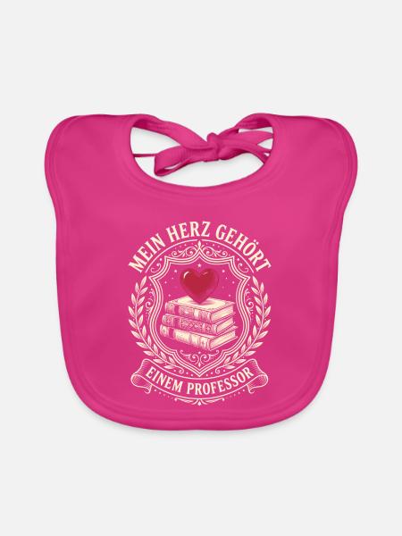 Professor Geschenk Mein Herz gehört dem Professor - Baby Bio-Lätzchen - Fuchsia - Vorne