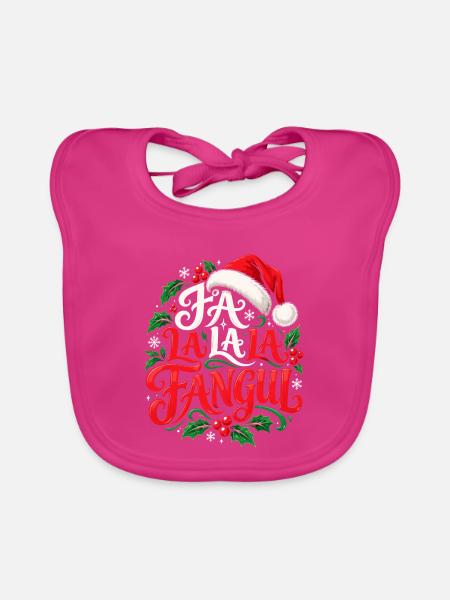 Fa La La La La Weihnachtszauber - Baby Bio-Lätzchen - Fuchsia - Vorne