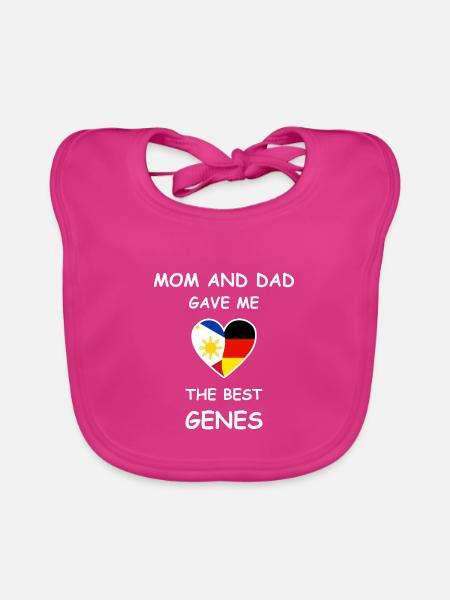 Philippines Germany Genes Heart White - Baby Bio-Lätzchen - Fuchsia