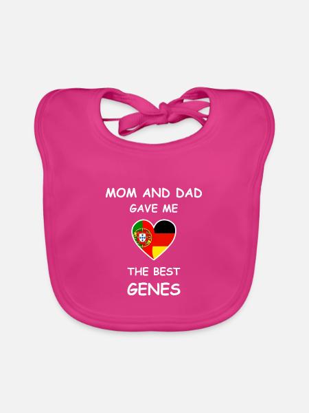 Portugal Germany Genes Heart White - Baby Bio-Lätzchen - Fuchsia - Vorne