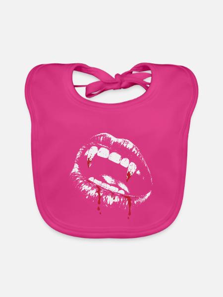 Blutige Vampirzähne – Halloween Horror - Baby Bio-Lätzchen - Fuchsia - Vorne