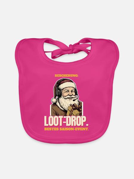 Bescherung als Loot-Drop - Baby Bio-Lätzchen - Fuchsia