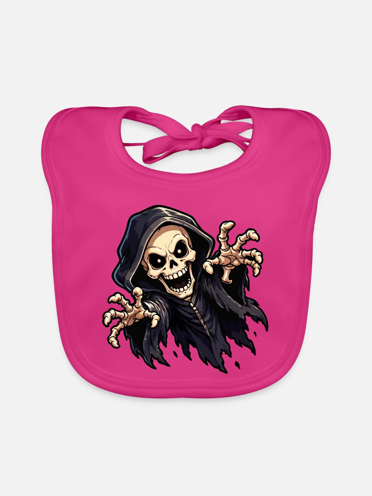 skull-ghost - Baby Bio-Lätzchen - Fuchsia - Vorne
