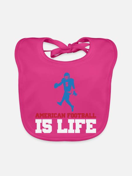 American Football ist Life Silhouette - Baby Bio-Lätzchen - Fuchsia - Vorne