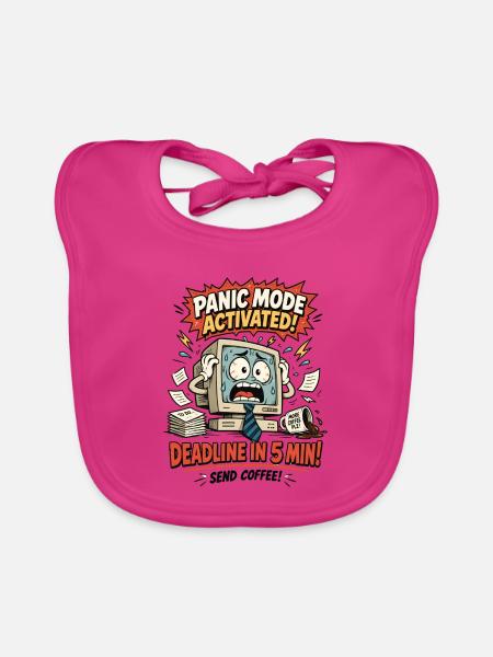 Deadline in 5 Min Panikmodus Computer - Baby Bio-Lätzchen - Fuchsia - Vorne