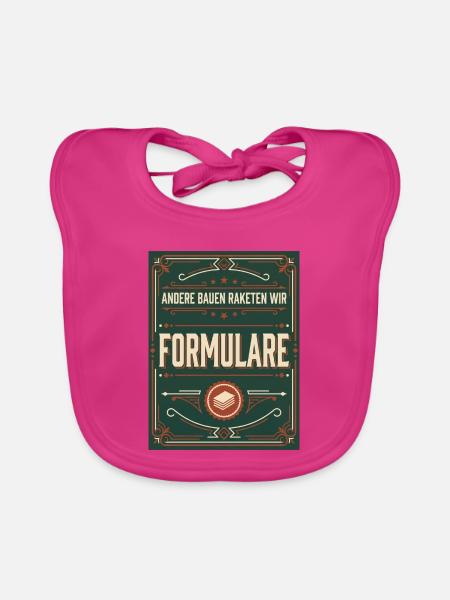 Formulare Etikett Bürokratie Satire - Baby Bio-Lätzchen - Fuchsia - Vorne