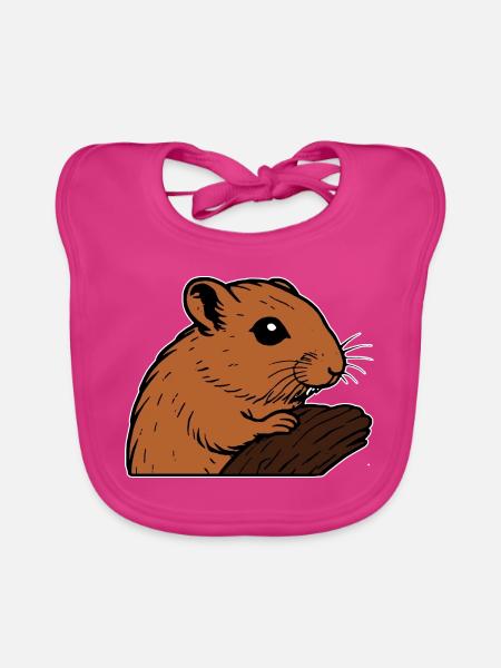 Rennmaus mit Futter Nagetier - Baby Bio-Lätzchen - Fuchsia
