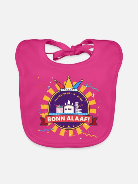 Bonn Alaaf Karneval Emblem Weiberfastnacht - Baby Bio-Lätzchen - Fuchsia - Vorne
