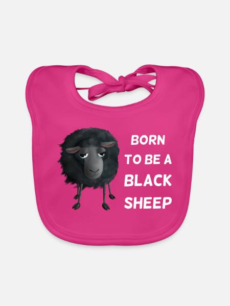 Born to Be a Black Sheep - Schwarzes Schaf - Baby Bio-Lätzchen - Fuchsia - Vorne