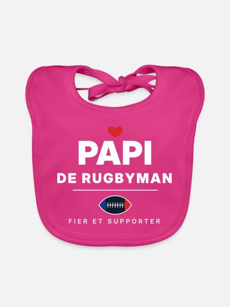 Opa eines Rugbyspielers - Baby Bio-Lätzchen - Fuchsia - Vorne