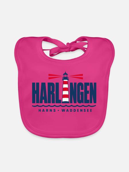 Harlingen Harns Friesland Leuchtturm Waddensee - Baby Bio-Lätzchen - Fuchsia - Vorne