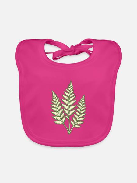 Farn im Linoleumschnitt - Baby Bio-Lätzchen - Fuchsia
