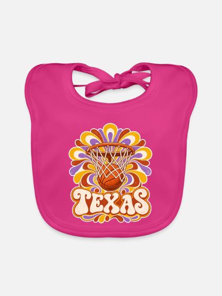 Texas Hoop Psychedelische Blüten - Baby Bio-Lätzchen - Fuchsia - Vorne