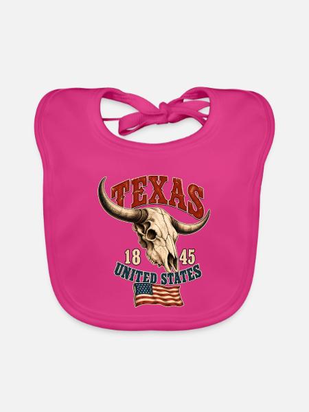Texas Skull USA Flag - Baby Bio-Lätzchen - Fuchsia - Vorne