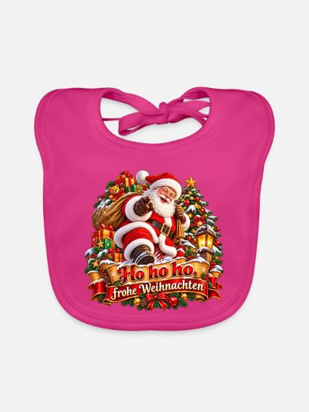 Santa Geschenke Weihnachtsfreude - Baby Bio-Lätzchen - Fuchsia - Vorne