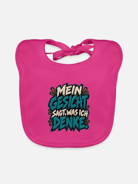Mein Gesicht sagt, was ich denke - Baby Bio-Lätzchen - Fuchsia - Vorne