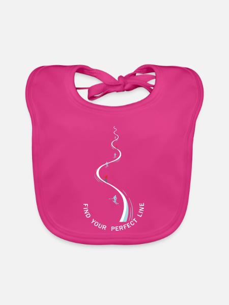 Find Your Perfect Line Skifahrer Silhouette  - Baby Bio-Lätzchen - Fuchsia - Vorne