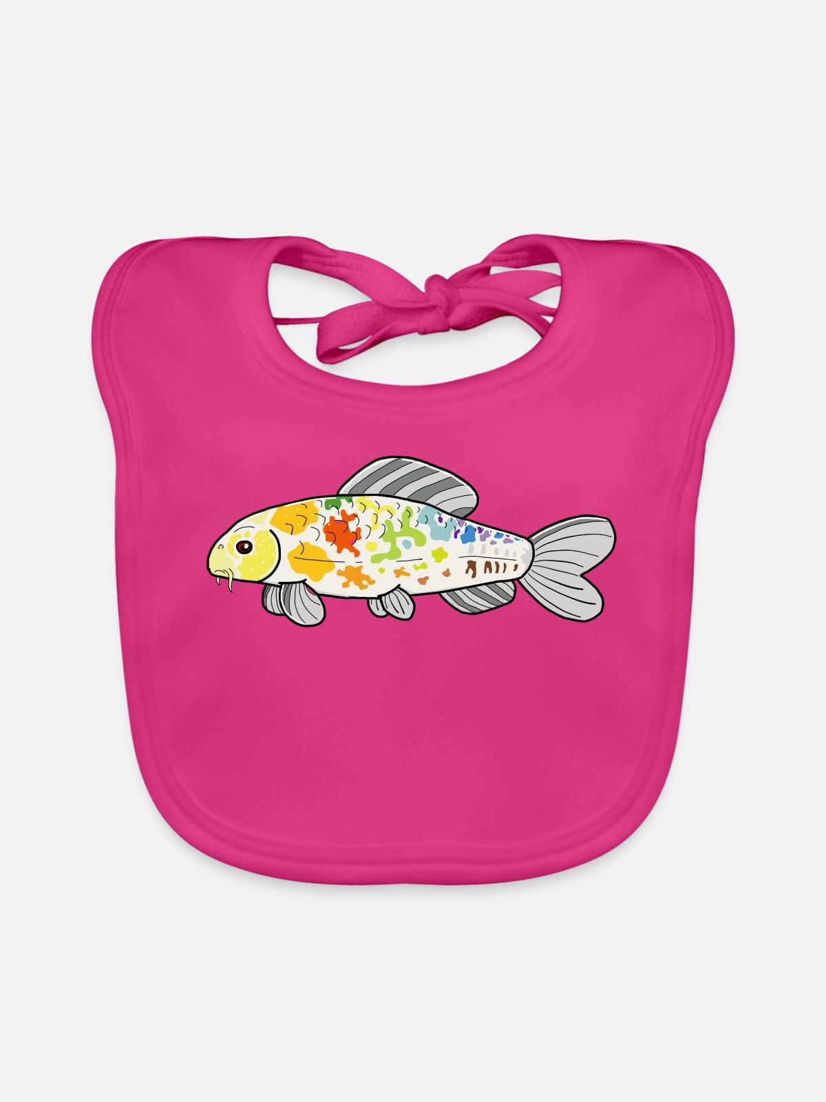 Koi-BogenBunter Spritzer - Baby Bio-Lätzchen - Fuchsia - Vorne