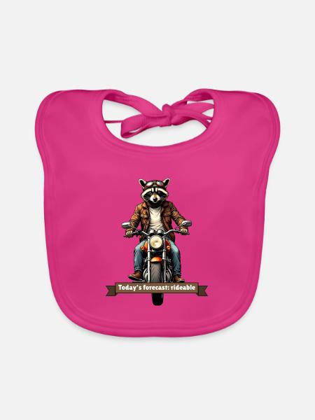 Today's Forecast: Rideable – Biker-Waschbär - Baby Bio-Lätzchen - Fuchsia - Vorne