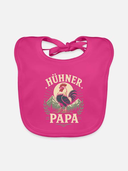 Hühner Papa Hühnerbesitzer Design - Baby Bio-Lätzchen - Fuchsia - Vorne