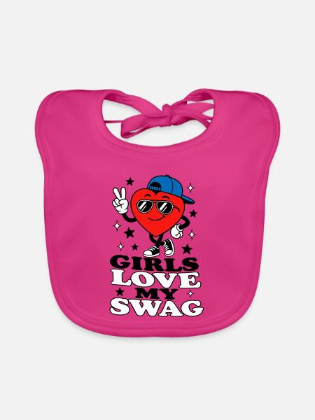  Girls Love My Swag Jungs Teenager Cool - Baby Bio-Lätzchen - Fuchsia - Vorne