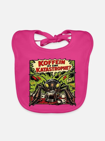 Koffein ist eine Katastrophe – Horror-Ameise Retro - Baby Bio-Lätzchen - Fuchsia - Vorne