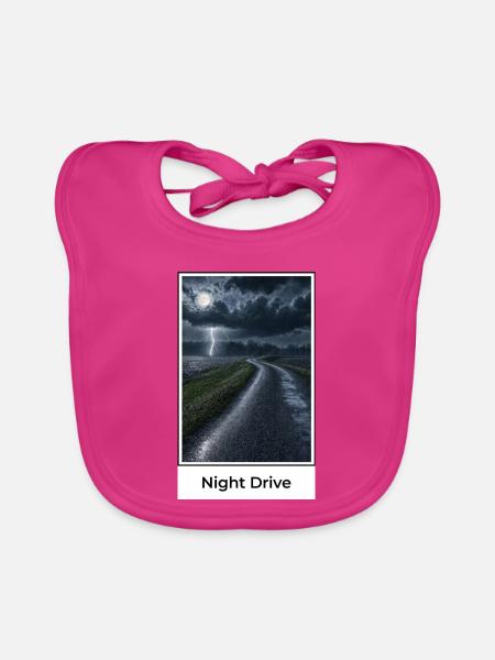 Nachtfahrt durch Gewitter - Baby Bio-Lätzchen - Fuchsia