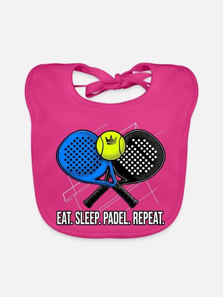 Padel, Padel-Sport, Padel-Humor - Baby Bio-Lätzchen - Fuchsia - Vorne