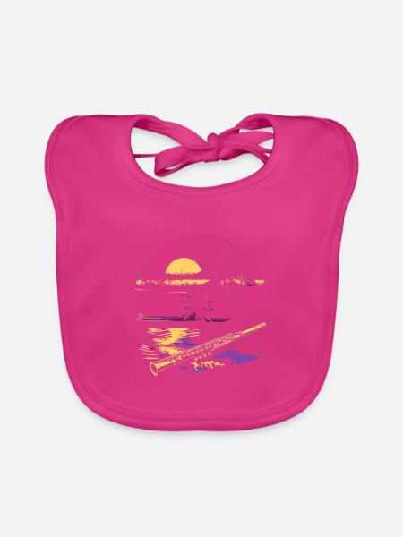 Flöte 80er Jahre Look - Baby Bio-Lätzchen - Fuchsia - Vorne