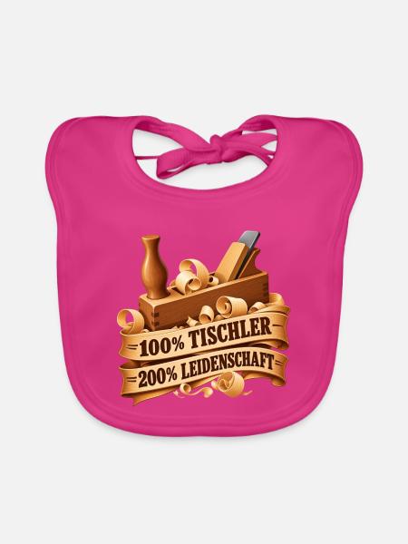 Tischlerkunst Leidenschaft Motiv - Baby Bio-Lätzchen - Fuchsia - Vorne