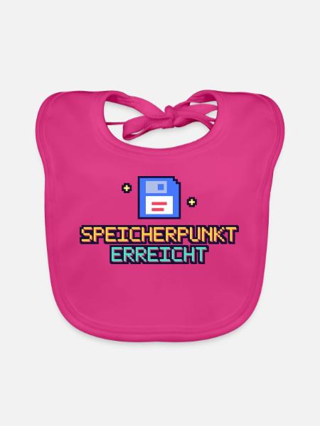 Floppy Pixel Speicherpunk - Baby Bio-Lätzchen - Fuchsia - Vorne