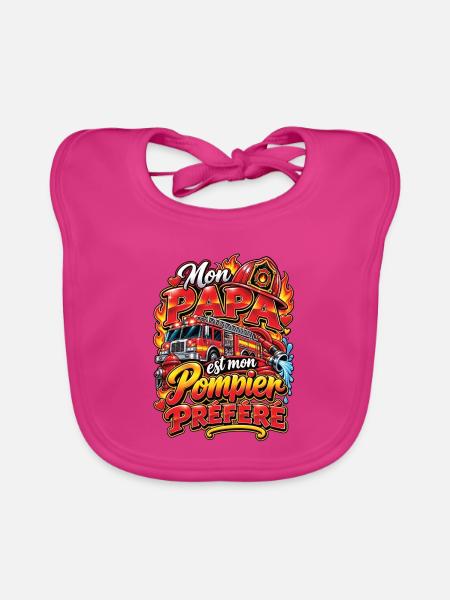Mein Lieblings-Feuerwehr-Vater - Baby Bio-Lätzchen - Fuchsia - Vorne