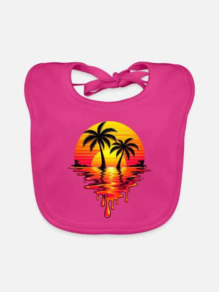 Sunset Neon Palm Melt - Baby Bio-Lätzchen - Fuchsia - Vorne
