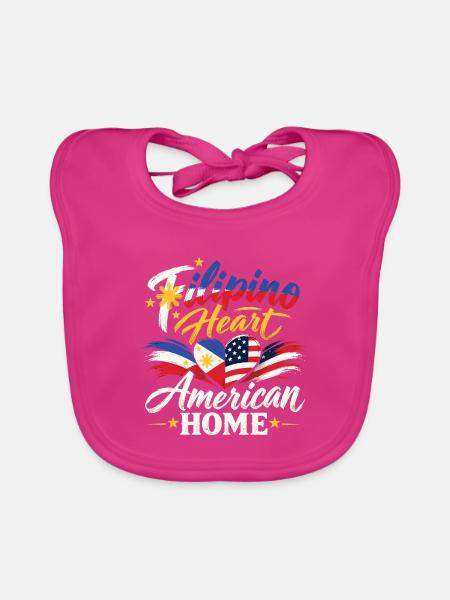 Philippinen USA Filipino Amerikaner Stolz - Baby Bio-Lätzchen - Fuchsia - Vorne