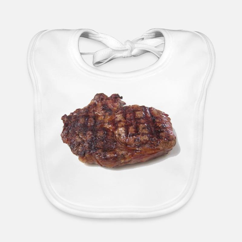 Steak - Baby Bio-Lätzchen - Weiß