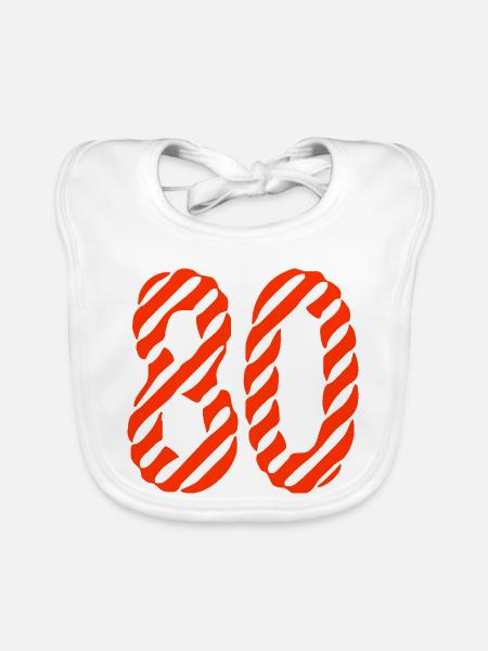 80. 80 ANS. 80e ANNIVERSAIRE. ANNIVERSAIRE 80 ANS. - Bavoir bio Bébé - blanc - Devant