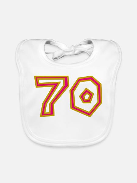 70. 70 ANS. 70e ANNIVERSAIRE. ANNIVERSAIRE 70 ANS. - Bavoir bio Bébé - blanc - Devant