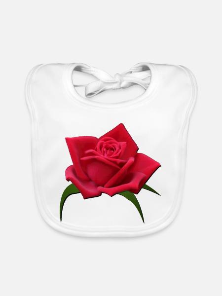 Rose rote Rose Rosenblüte - Baby Bio-Lätzchen - Weiß - Vorne