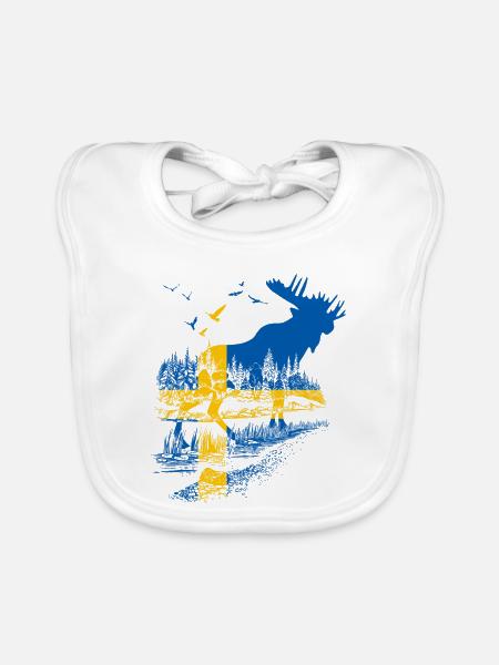 SUÈDE MOOSE - Bavoir bio Bébé - blanc