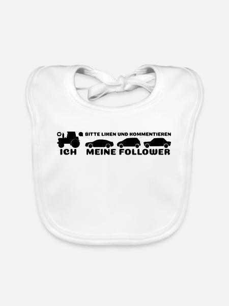 Ich, meine Follower Traktor Autos Landwirt Bauer - Baby Bio-Lätzchen - Weiß - Vorne
