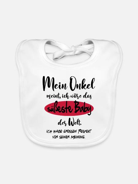 Baby Best Süss Niedlich Welt Onkel - Baby Bio-Lätzchen - Weiß - Vorne