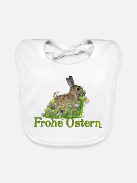 Frohe Ostern - Baby Bio-Lätzchen - Weiß - Vorne
