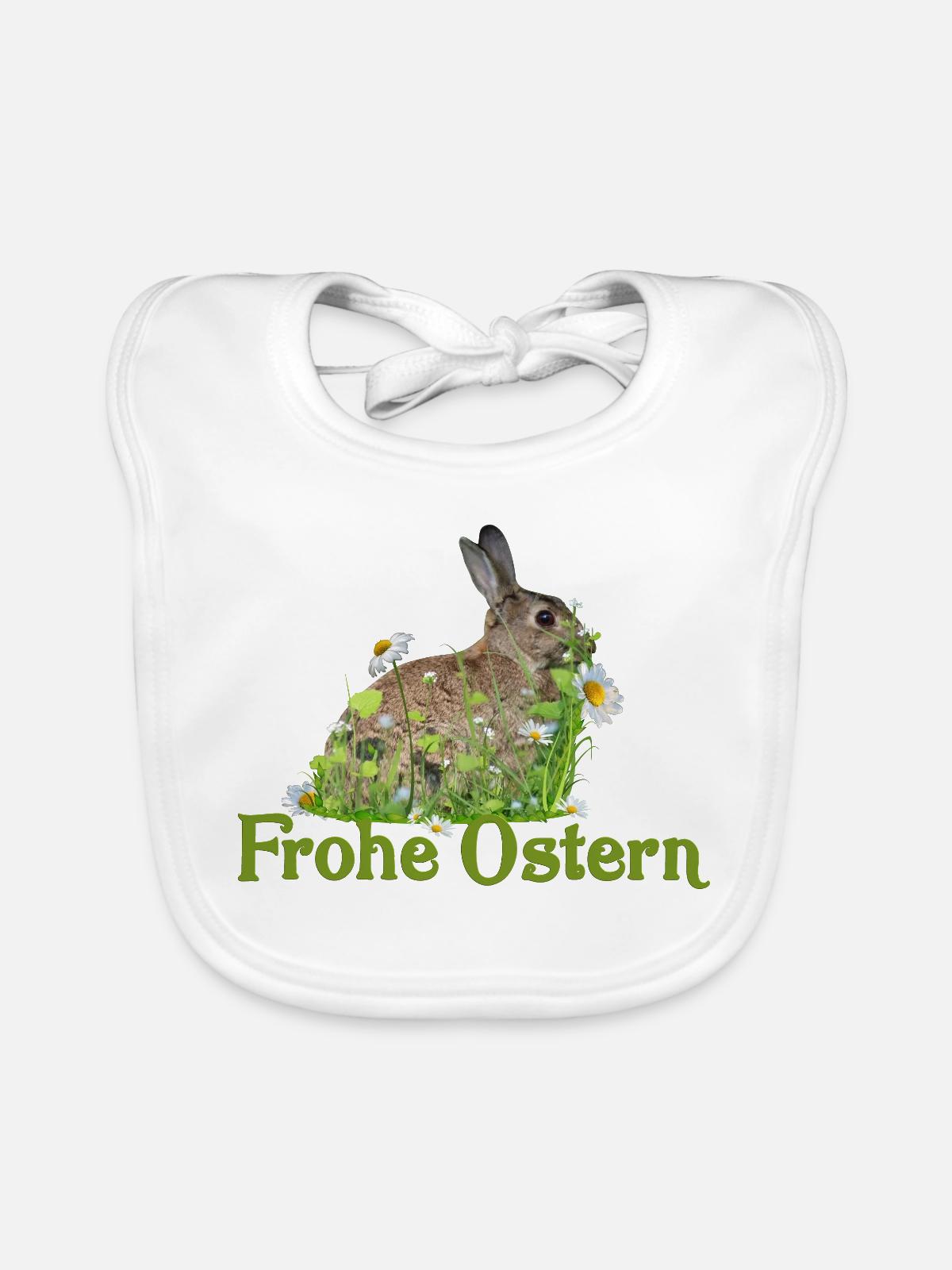 Frohe Ostern - Baby Bio-Lätzchen - Weiß - Vorne